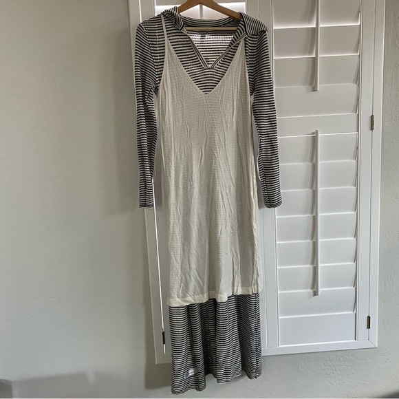 A New Day NWT Black and White Striped Lined M Collared Sweater Dress - Picture 6 of 7